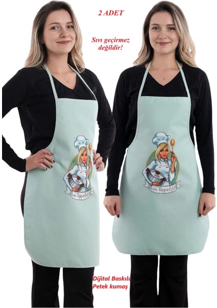 Yeşil ve siyah ikili mutfak önlüğü seti, şık ve kullanışlı tasarım