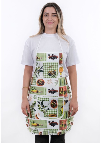 İkili Şık ve Sıvı Geçirmez Mutfak Önlüğü, 50x70, Yeşil, Polyester, Koruma ve Tarz modelleri