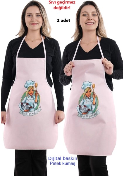 Siyah ve pembe leke tutmaz mutfak önlüğü seti, şık ve kullanışlı tasarım