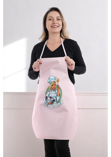 Siyah ve pembe leke tutmaz mutfak önlüğü seti, şık ve kullanışlı tasarım