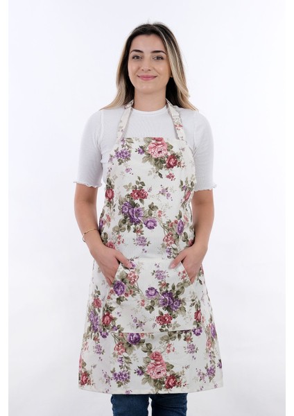 Ayarlanabilir Mor Gül Mutfak Önlüğü, Konfor ve Şıklık İçin 60x80 Pamuk Polyester