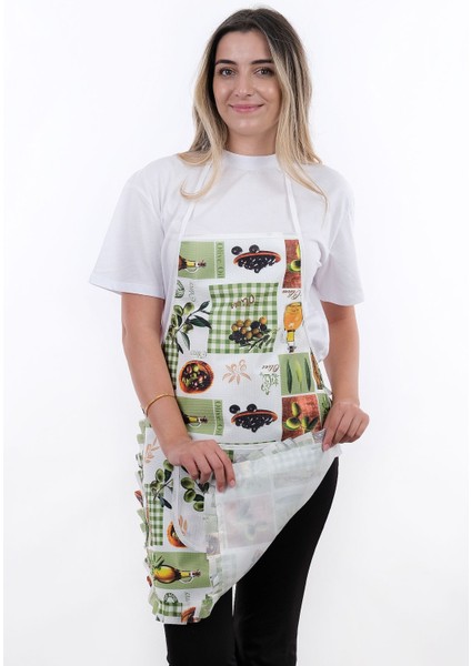 İkili Şık ve Sıvı Geçirmez Mutfak Önlüğü, 50x70, Yeşil, Polyester, Koruma ve Tarz indirimleri