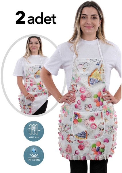 İkili Mutfak Önlüğü, Su Geçirmez, Şık ve Pratik, 50x70 cm, Kahverengi