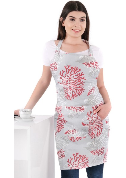 Dal Desenli Gri Mutfak Önlüğü, şık ve kullanışlı tasarım, 60x80 cm, pamuk polyester modelleri