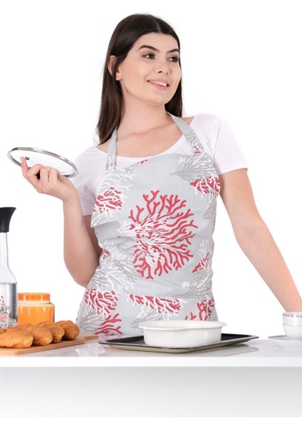Dal Desenli Gri Mutfak Önlüğü, şık ve kullanışlı tasarım, 60x80 cm, pamuk polyester fırsatları