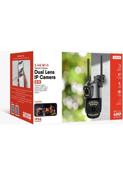 1080P Hd Ip Kamera Wifi Özellikli Hareket Takipli Gece Sensörlü Çift Lensli Güvenlik Kamera fiyatları