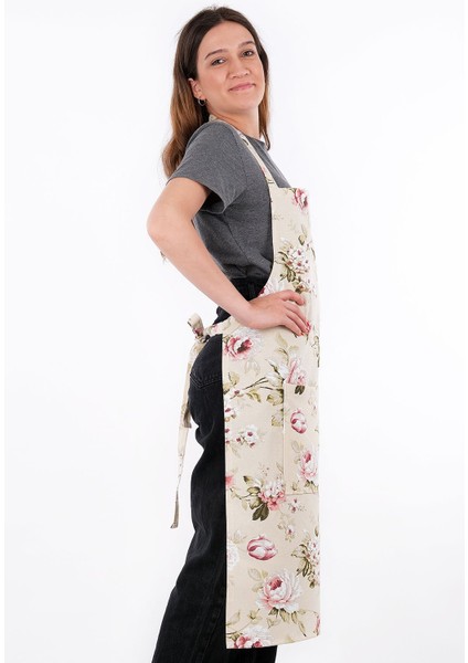 Gül-3 desenli şık mutfak önlüğü, kaliteli ve kullanışlı tasarım, 65x95 cm, pamuk polyester fırsatları