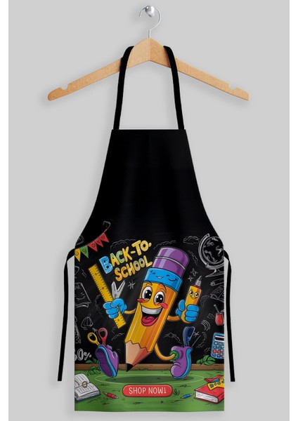 Renkli Kalem Desenli Çocuk Boyama Önlüğü, 5-7 Yaş, Kumaş, 45x55 cm fiyatları