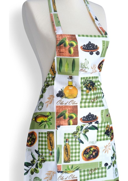 İki Adet Sıvı Geçirmez Mutfak Önlüğü Seti, 50x70, Pamuk Polyester, Yeşil fiyatları