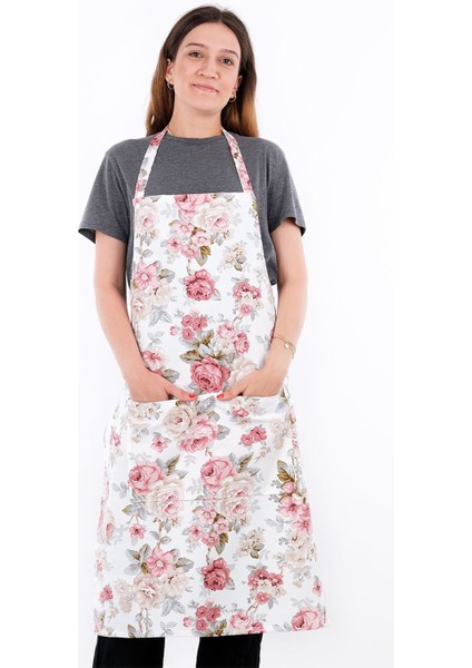 Şık ve kullanışlı mutfak önlüğü, pembe renk, 65x95 cm, pamuk polyester