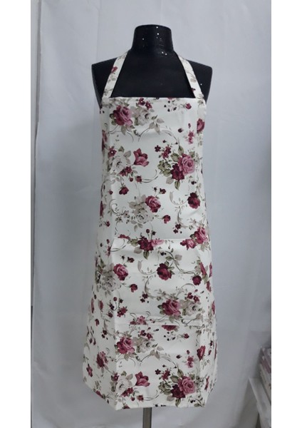 Kırmızı gül desenli şık mutfak önlüğü 60x80, pamuk polyester malzeme fiyatları
