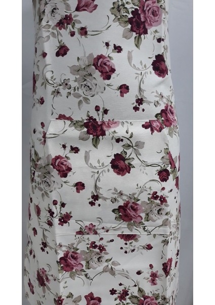 Kırmızı gül desenli şık mutfak önlüğü 60x80, pamuk polyester malzeme modelleri