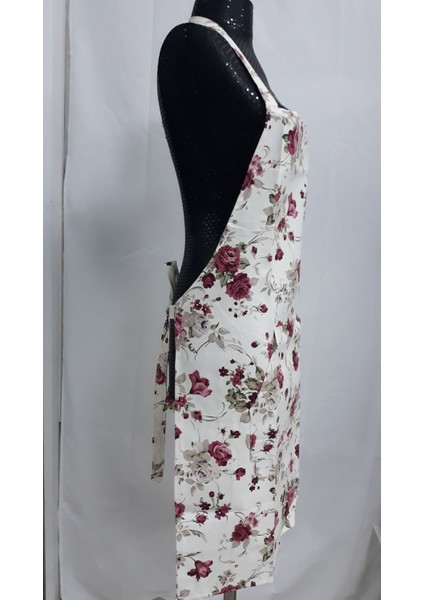 Kırmızı gül desenli şık mutfak önlüğü 60x80, pamuk polyester malzeme fırsatları