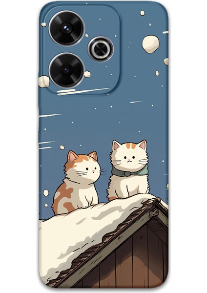 Xiaomi Redmi 13 Uyumlu Kedi Desenli Telefon Kılıfı + Ekran Koruyucu - 5780