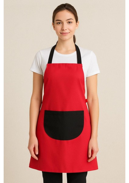 Kırmızı Unisex Mutfak Önlüğü, Keten, 85x60, Şık ve Koruyucu Tasarım