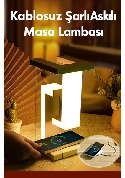 Manyetik Akıllı Masa Lambası – Kablosuz Şarjlı & USB Girişli LED Gece Lambası