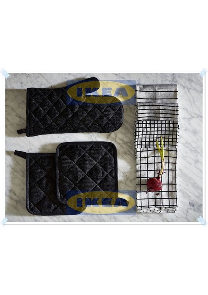 Beyaz Koyu Gri Kurulama Bezi, 45x60 cm, 4'lü Pamuk Set