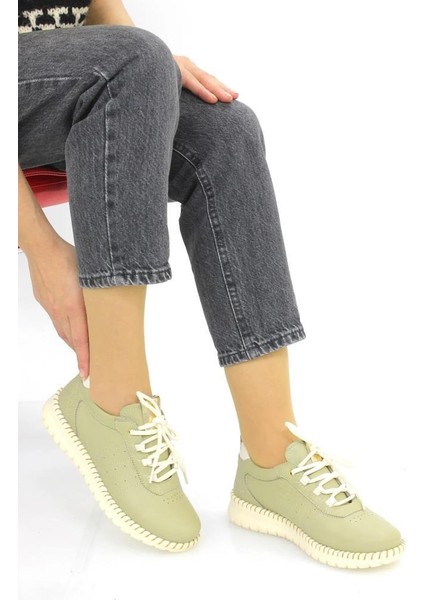 D25YA 3275 Hakiki Deri Bağcıklı Kadın Ayakkabı