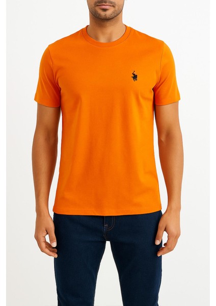 Erkek Turuncu Bisiklet Yaka Regular Fit Basic Tişört C1T0N2O2
