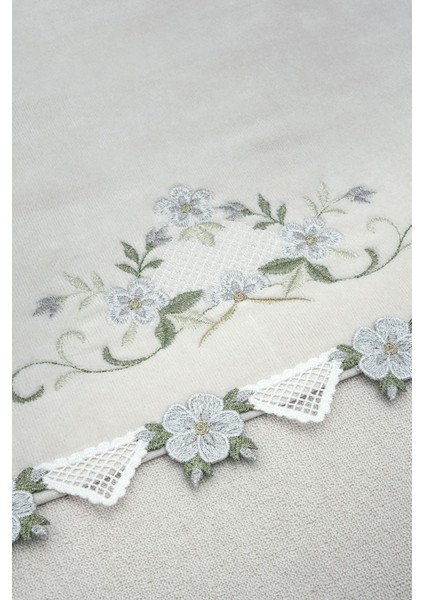 Kadife Nakışlı Gri Çeyiz Havlusu 30x50 Şık ve Yumuşak Dokunuşlu, Tekil fiyatları