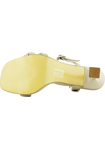 Roseline Ten Saten Önü Arkası Açık Bantlı Tokalı Kadeh Topuklu Abiye Ayakkabı