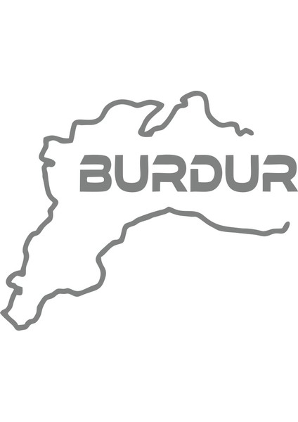 Burdur Harita Araba Sticker 17X17 cm Gri