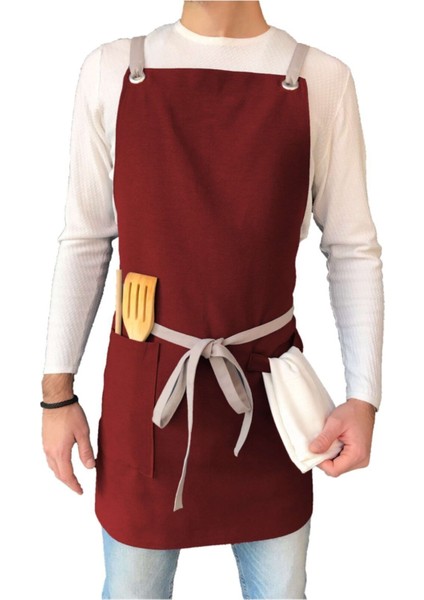 Şık Bordo Tasarım Önlük, Rahat ve Modern Kullanım İçin, 155x220, Pamuk Polyester modelleri