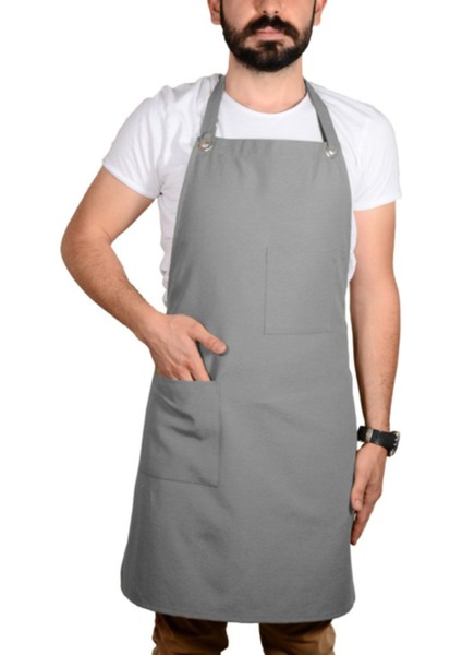Şık ve modern gri pamuk önlük, hafif ve kullanışlı, günlük ve özel kullanımlar için ideal fiyatları
