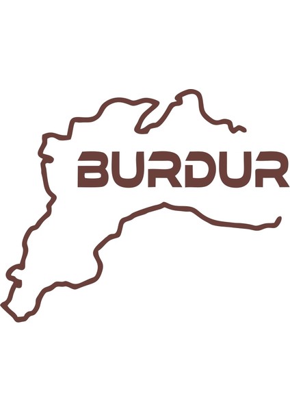 Burdur Harita Araba Sticker 17X17 cm Kahverengi