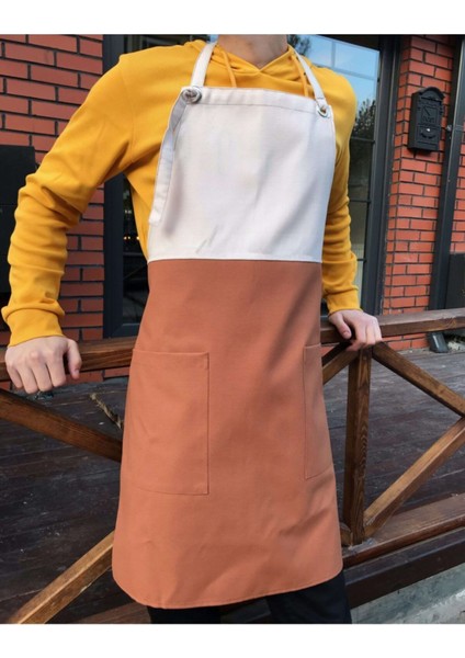 HD-02 Tasarım Önlük, Krem-Kiremit Kahve, 160x48, Pamuk Polyester, Şık ve Kullanışlı modelleri