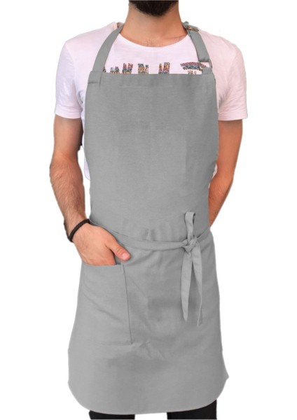Şık Gri Önlük, 34x48 cm, Pamuk Polyester, Temiz ve Kullanışlı Tasarım