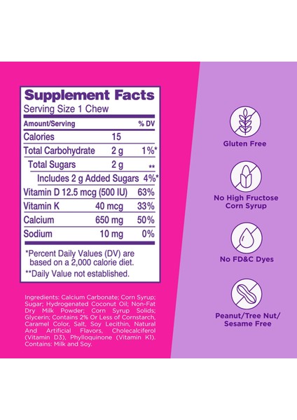 Calcium + Bone Strenghthenıng 650 Mg 100 Soft Chews fiyatları