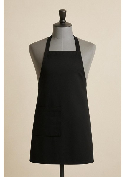 Şık uniseks mutfak önlüğü, cepli, pamuk, 80x60, siyah renkli kullanım kolaylığı