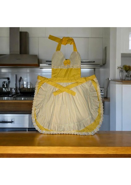 Renkli ve şık mutfak önlüğü, rahat kullanımlı, dayanıklı pratik tasarım, 45x100 cm