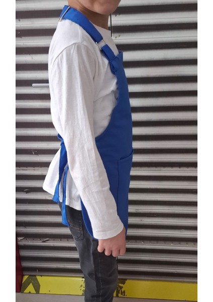 Sevimli çocuk mutfak önlüğü, 3-7 yaş uyumlu, şık ve kullanışlı, pamuk malzeme, mavi renk modelleri