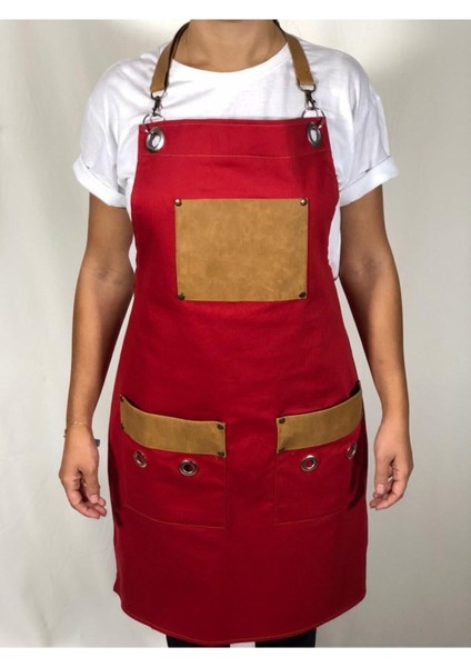Deri detaylı askılı şef önlüğü, restoran ve bar şefleri için şık ve kullanışlı seçenek fiyatları