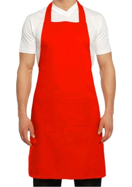 Kırmızı Mutfak ve Garson Iş Önlüğü, Rahat ve Şık, Tek Ebat, Kumaş