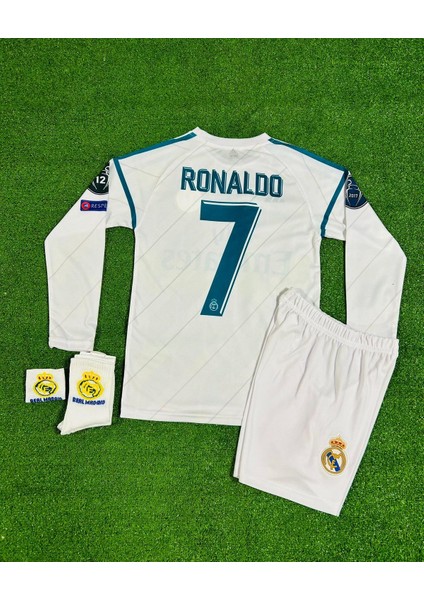 Dayıbalı Rm Cristiano Ronaldo Kiev Uzun Kol Çocuk Forması 4'lü Set (Armalı)