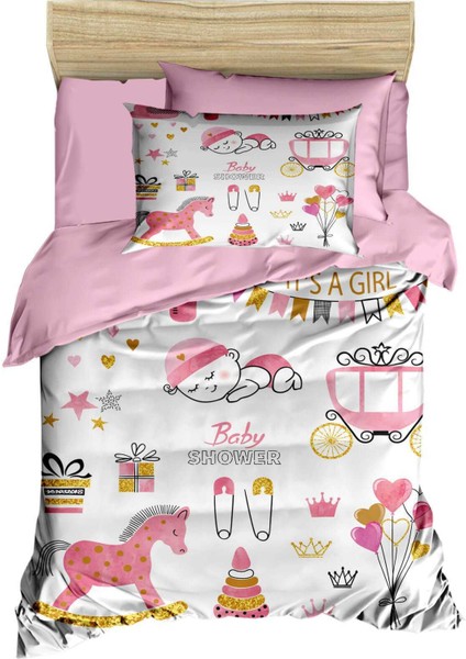 Dijital Baskılı 3d Pamuklu Yenidoğan Bebek Nevresim Takımı Happy Baby Shower