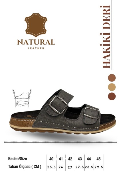 Çift Tokalı Ayarlanabilir Hakiki Deri Erkek Terlik Doğal Deri Terlik T Füme fiyatları