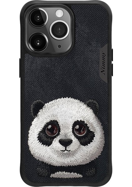 iPhone 15 Pro Uyumlu 3D Göz Panda Detaylı Gerçek Nakış İşlemeli Kabartmalı Big Eyes Kılıf