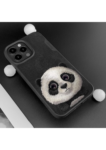 iPhone 15 Pro Uyumlu 3D Göz Panda Detaylı Gerçek Nakış İşlemeli Kabartmalı Big Eyes Kılıf indirimleri