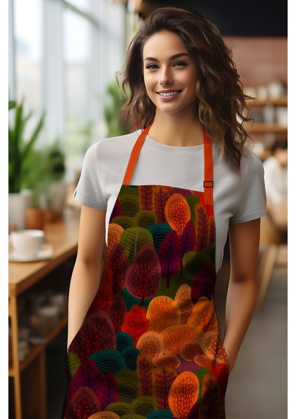 Renkli süet görünümlü mutfak önlüğü, 55x75 cm, pamuk polyester, şık ve kullanışlı