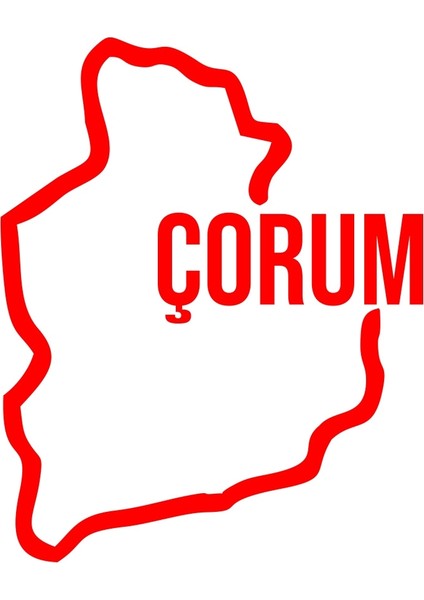 Çorum Harita Araba Sticker 17X17 cm Kırmızı