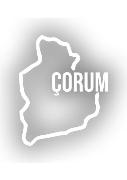 Çorum Harita Araba Sticker 17X17 cm Beyaz