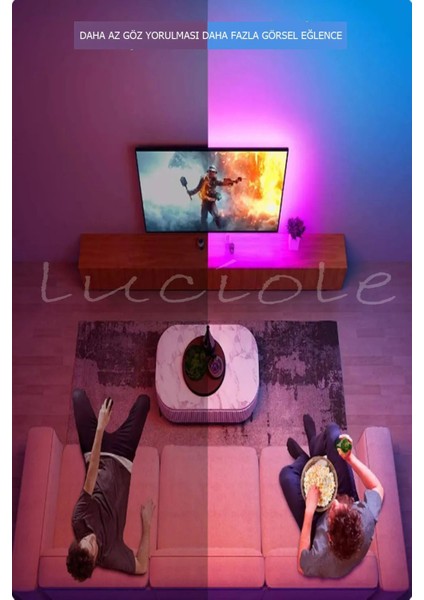 4 Metre Tv Arkası 16 Renkli Tak Çalıştır Yatak Odası Mutfak Bilgisayar Rgb LED Lambader Animasyon