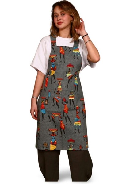 Çok Renkli Pamuk Polyester Apron, 96x65 cm, şık ve dayanıklı mutfak gereci modelleri
