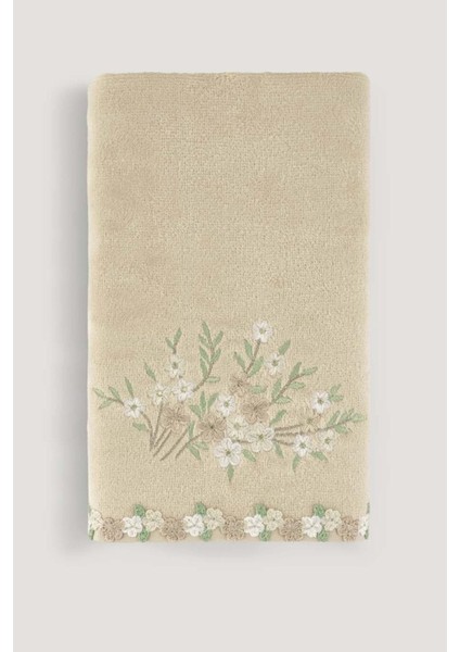 Kadife Çeyiz Havlusu, Bej, 30x50, şık ve yumuşak dokulu ürün