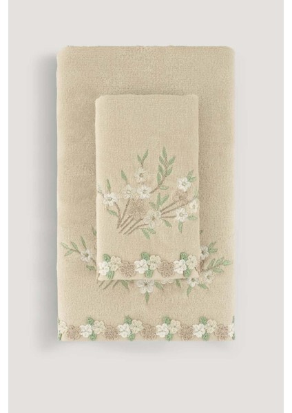 Kadife Çeyiz Havlusu, Bej, 30x50, şık ve yumuşak dokulu ürün modelleri