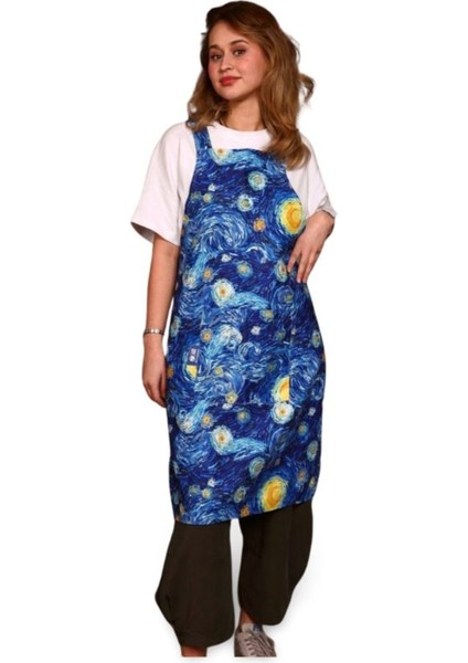 Renkli ve şık mutfak önlüğü, pamuk-polyester, 96x65 cm, mavi ve çeşitli renkler modelleri